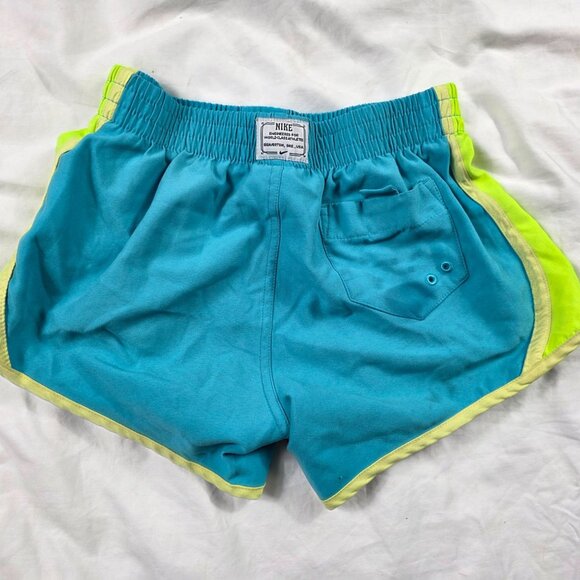 Nike Running Shorts Girls Size Medium Blue Neon Yellow Athletic Activewear - Picture 2 of 8